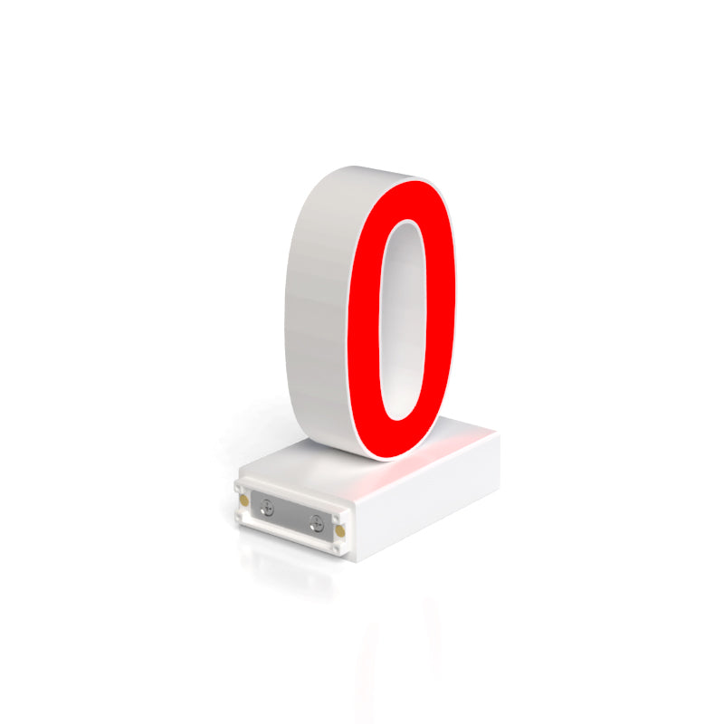 LED Light Up Rechargeable Red Number, (0), 3D, 6500k, H6.70